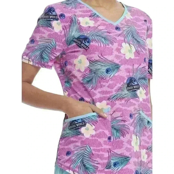 Scrubstar Womens V-Neck Scrub Top Ultra Soft Size M, L, XL, 3XL Jurassic World - Picture 7 of 11